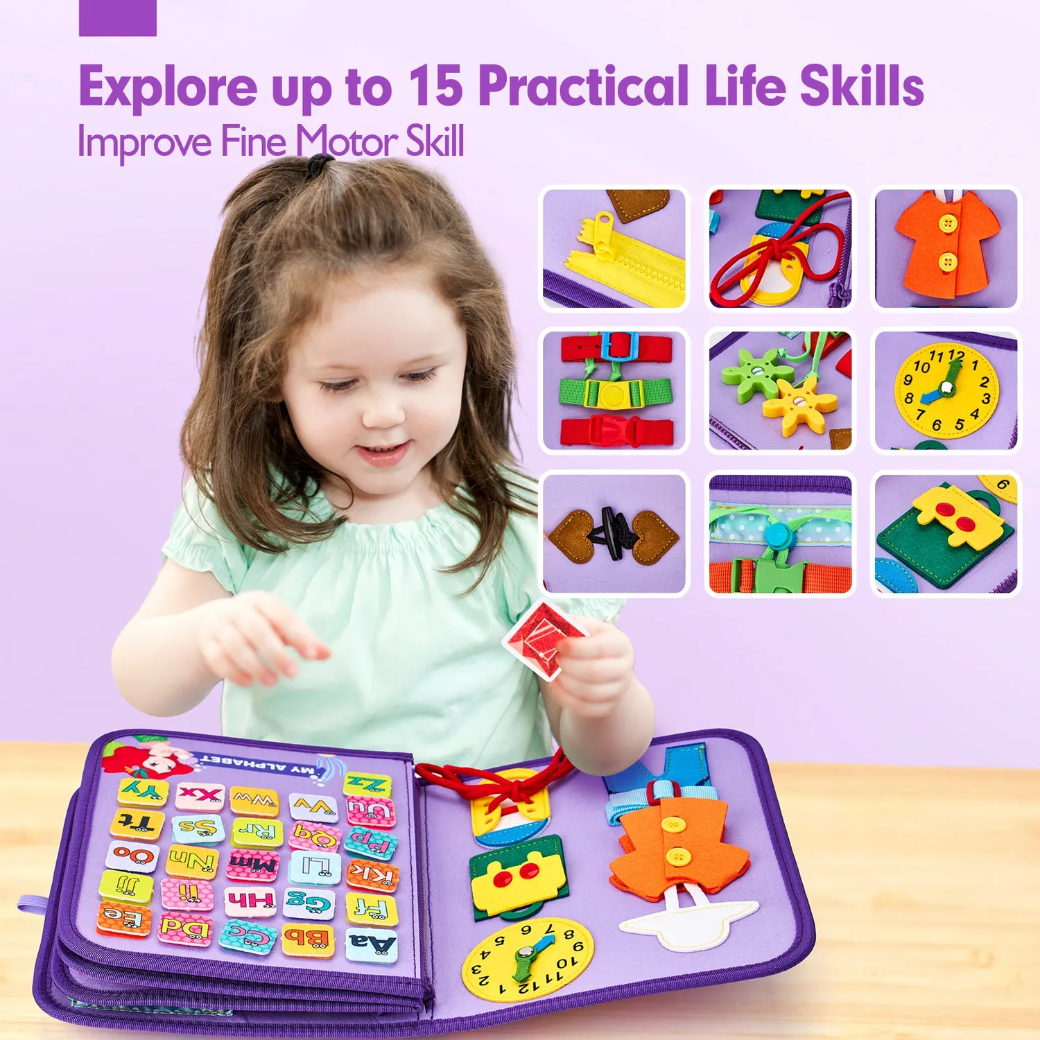 hahaland 7-in-1 Busy Board Montessori Lerntafel mit Alphabet