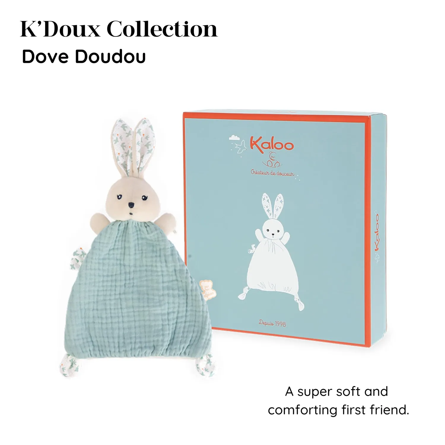 Kaloo K'Doux Doudou Hase Kuscheltier himmelblau 20 cm