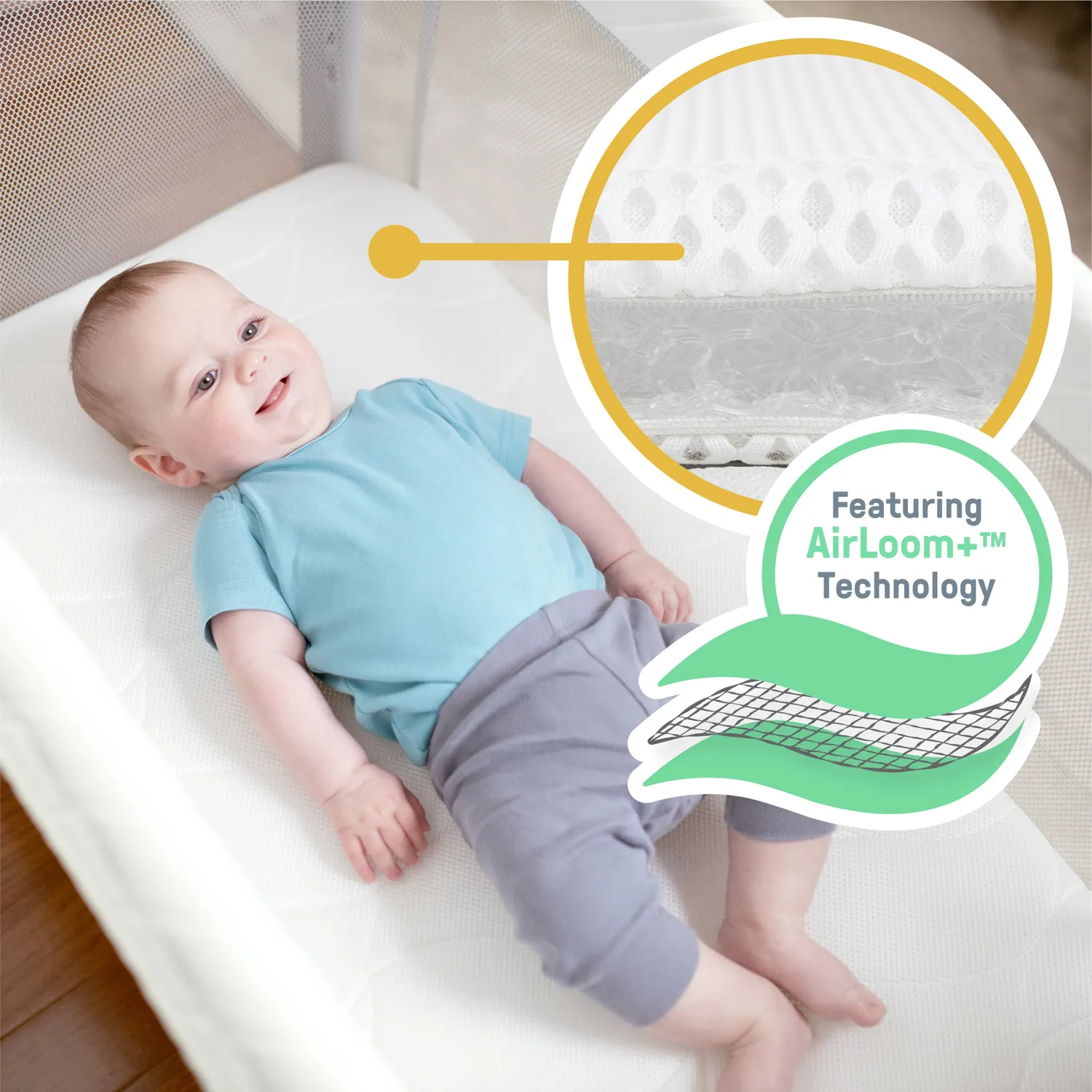 Ingenuity DreamSecure 2-in-1 Beistellbett Weiß mit Pod atmungsaktiv