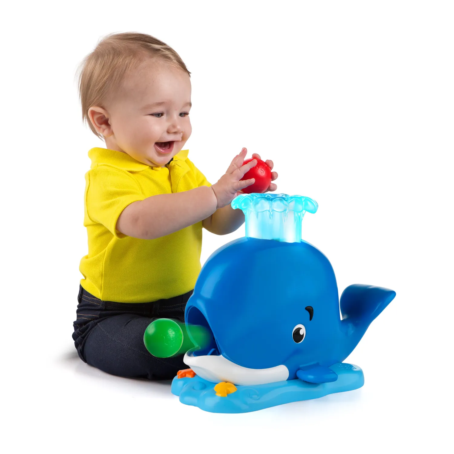 Bright Starts Silly Spout Whale Ball Popper Kugelspiel 3 Bälle mit Licht