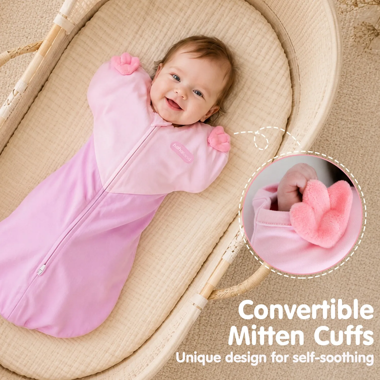 hahaland Heart Arms-Up Schlafsack Pink 1.0 TOG