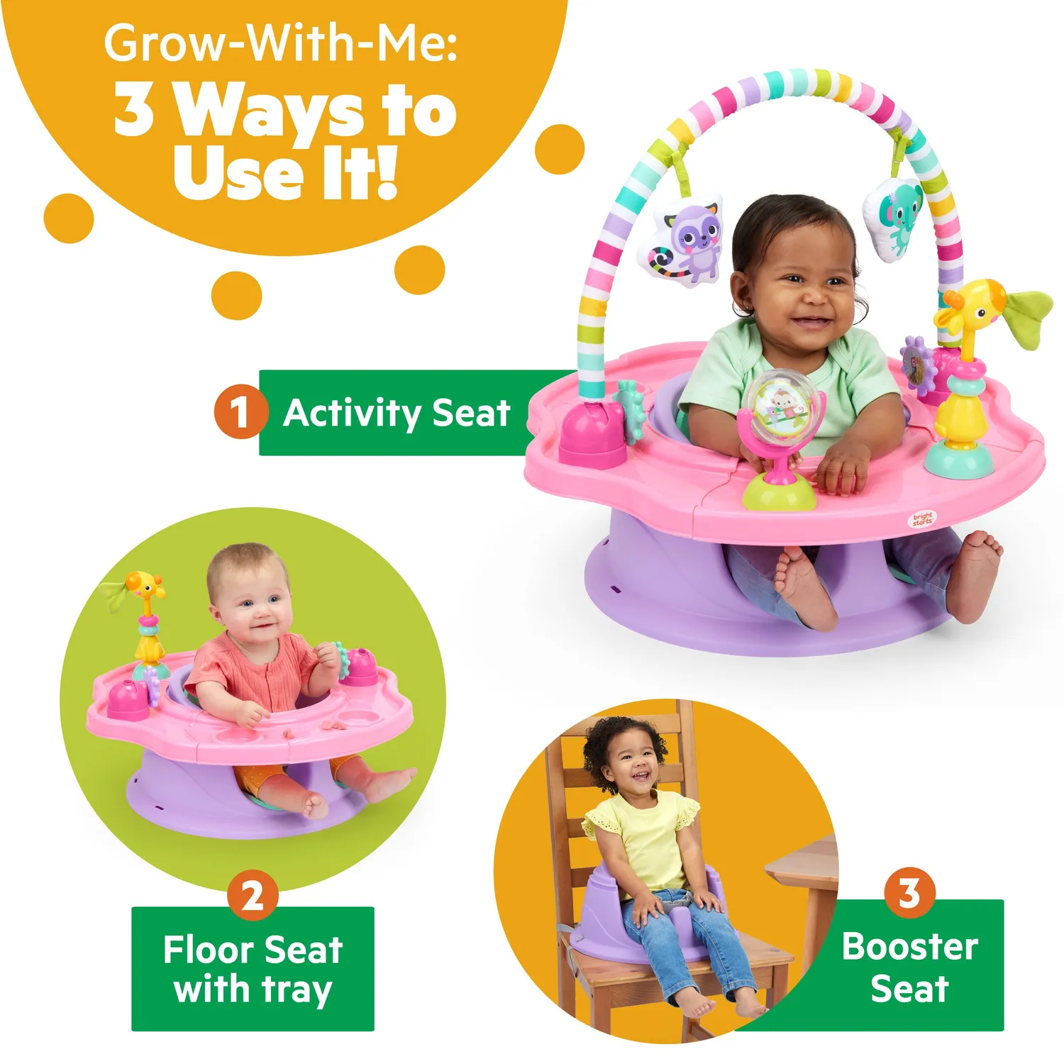 Bright Starts SuperSeat 3-in-1 Babysitz Pink Paradise 6M+