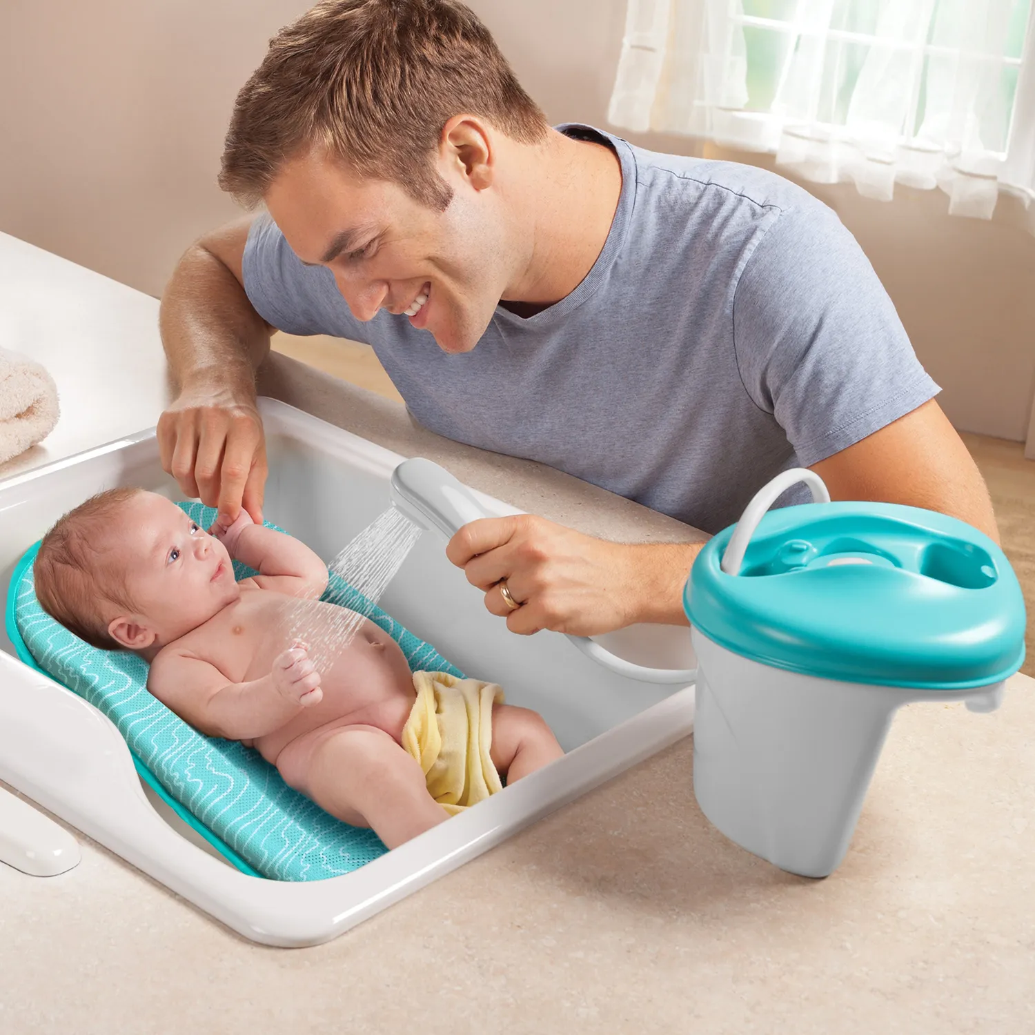 Summer Infant Marble Wave Babybadewanne mit Dusche 0-24 Monate