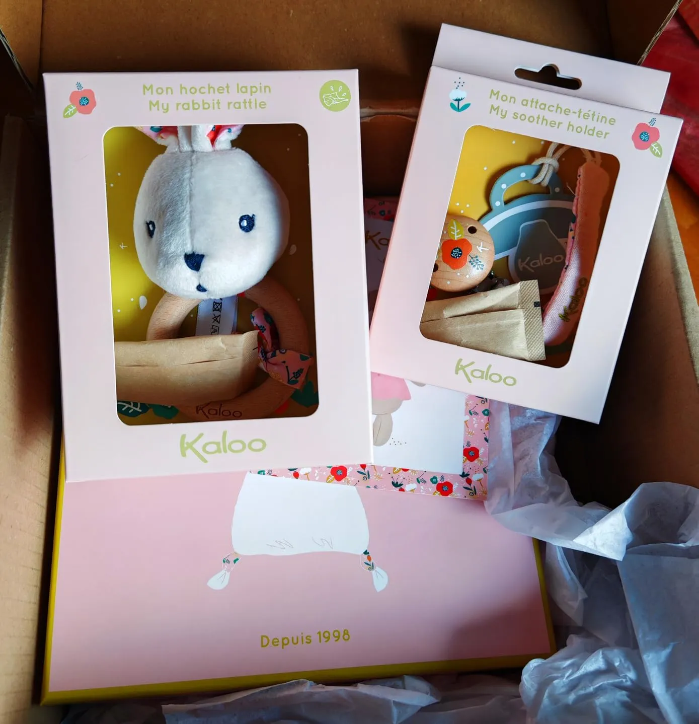 Kaloo K'Doux Geschenkset Hase 3-teilig Taubendruck
