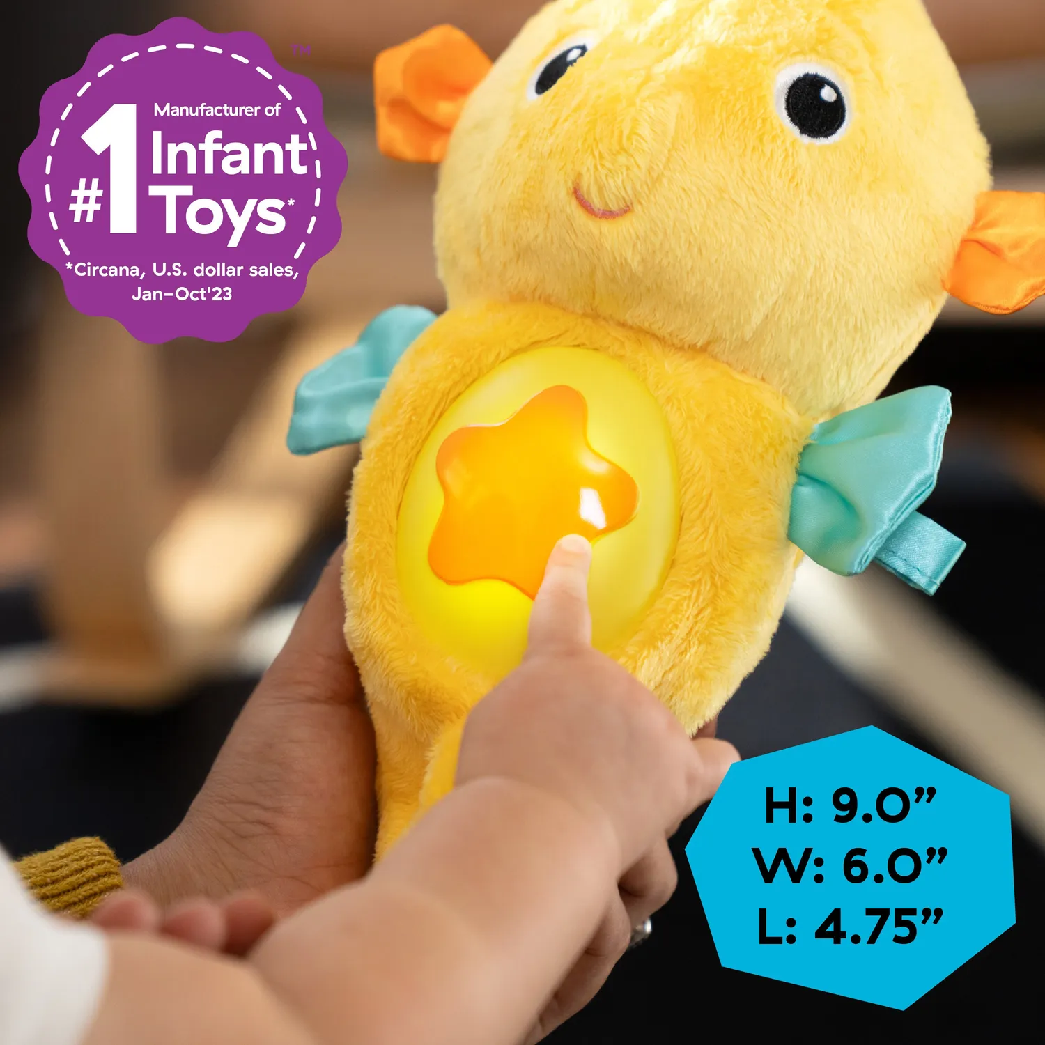 Baby Einstein Sea Dreams Seahorse Kuscheltier Gelb mit Musiklicht