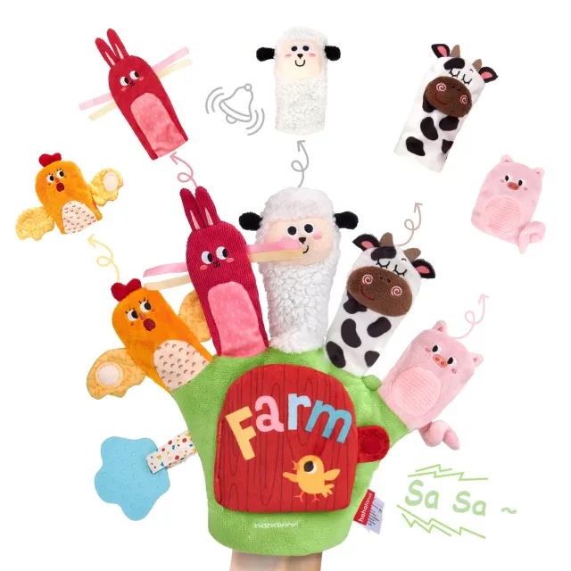 hahaland Farm Handpuppen Set Bauernhof 6-teilig