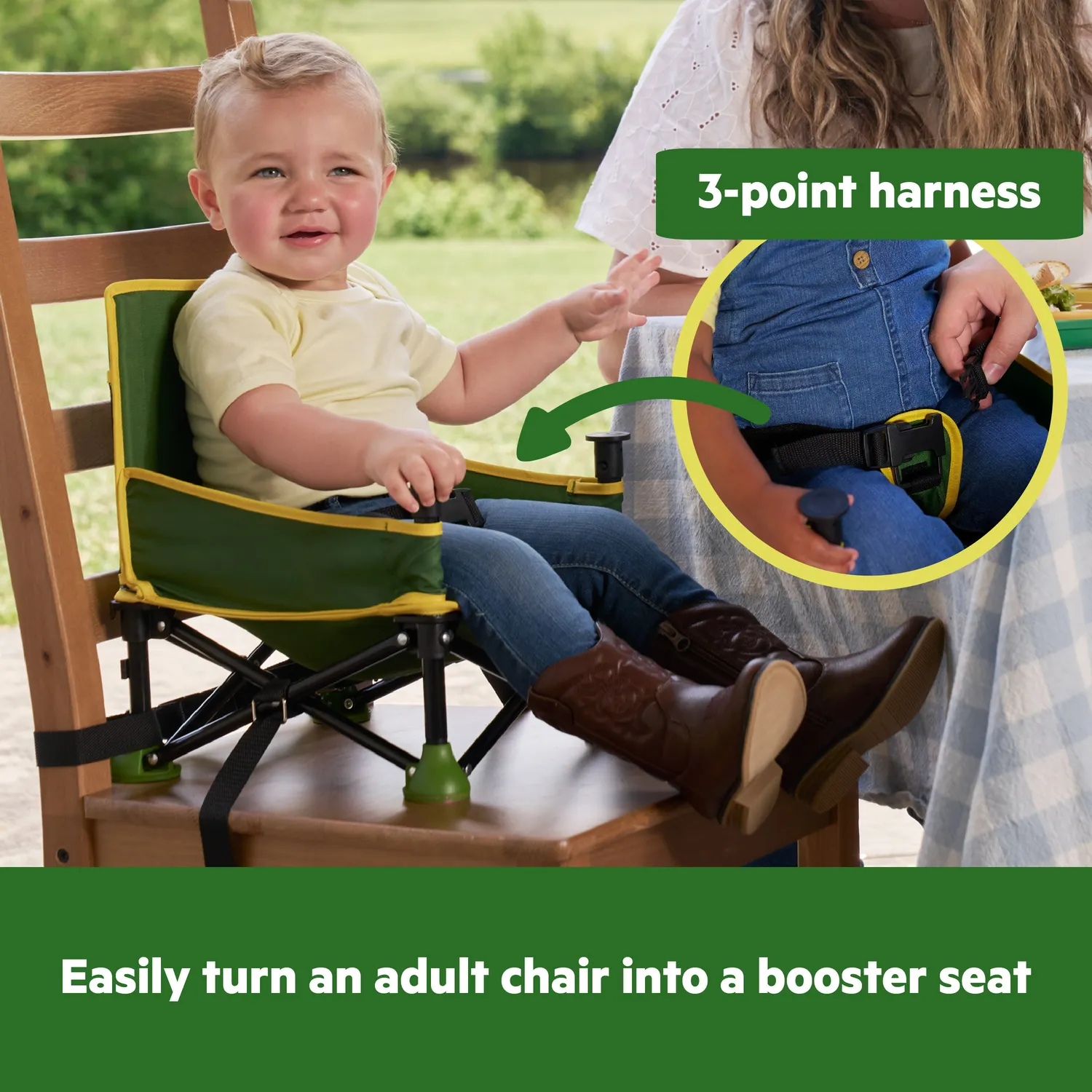 John Deere Pop 'N Sit Boostersitz tragbar 3-in-1 grün