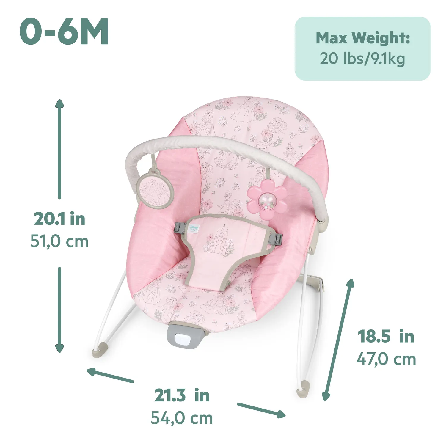 Bright Starts Disney Princess Royal Blooms Babywippe Vibration