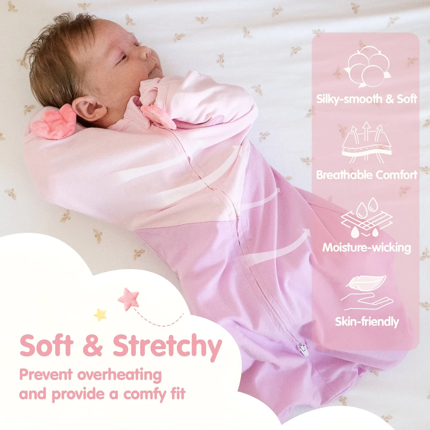 hahaland Heart Arms-Up Schlafsack Pink 1.0 TOG
