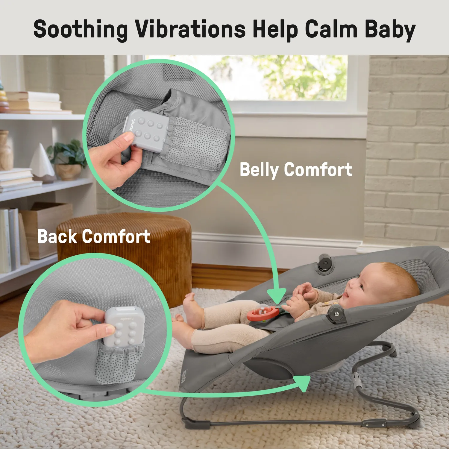 Ingenuity Stow & Go Babywippe Grau faltbar mit Vibration