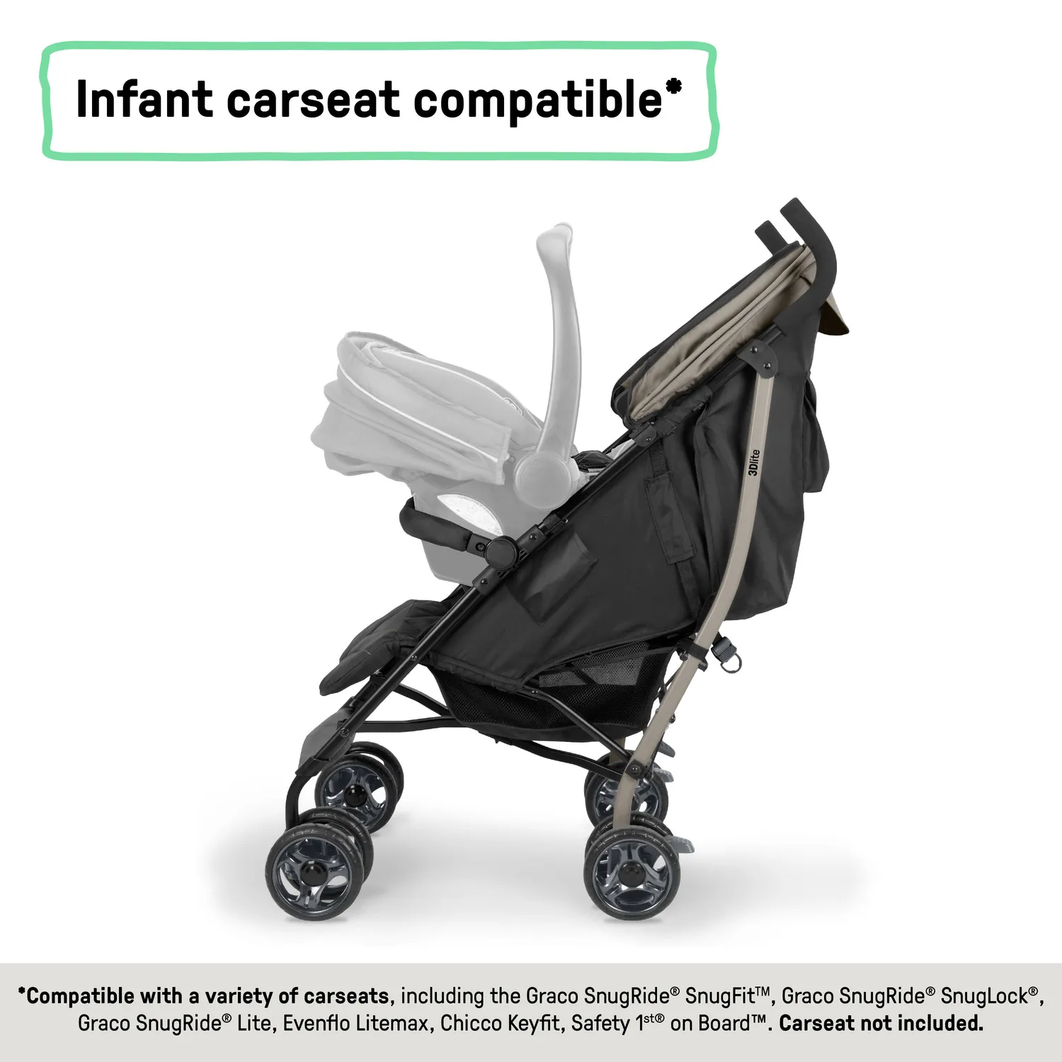 Ingenuity 3Dlite Jewel Buggy Khaki leicht mit Liegeposition