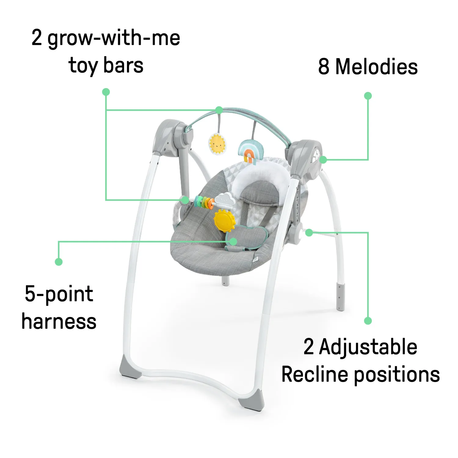 Ingenuity Milestone Swing Babyschaukel Grey 6 Stufen