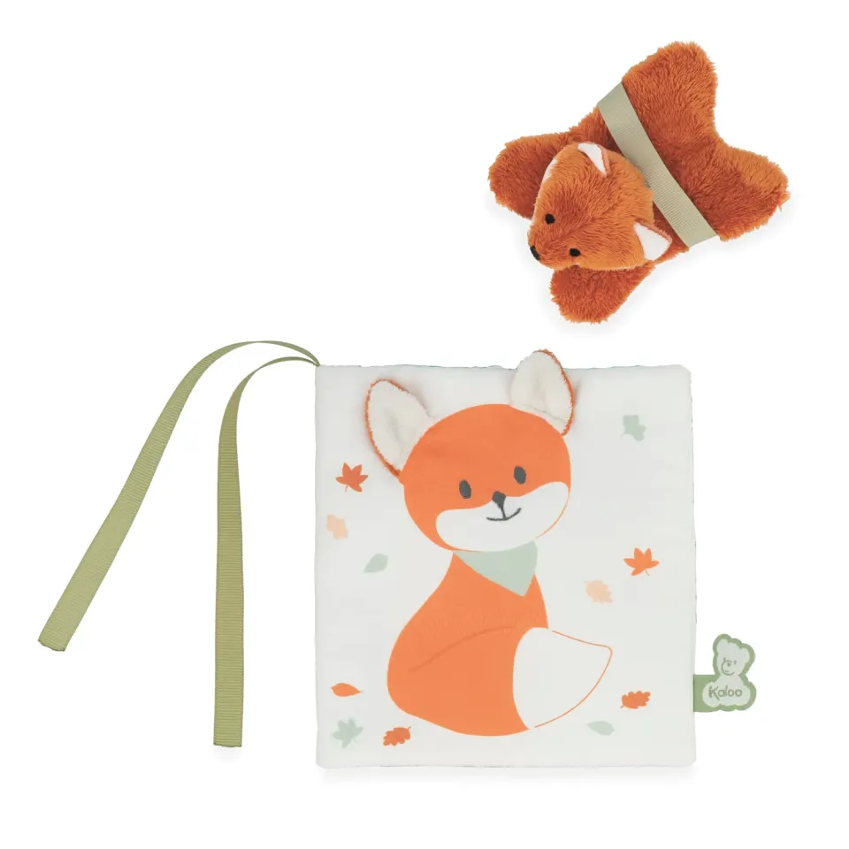 Kaloo Les Amis Stoffbuch Waldtiere mit Mini-Kuscheltier 14 cm