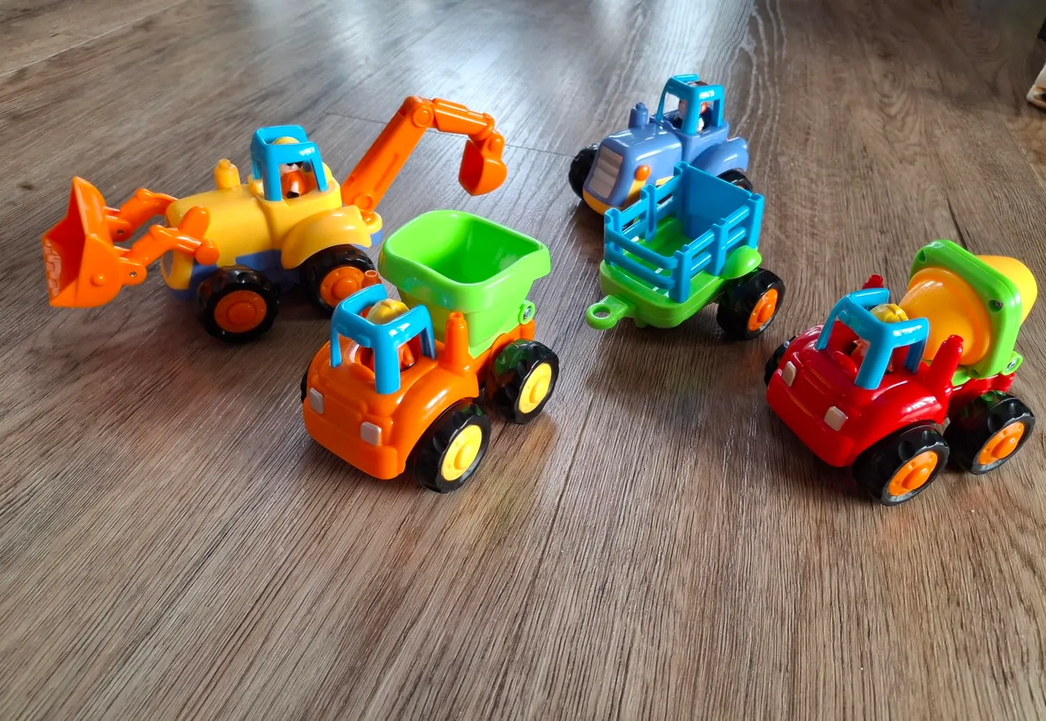 HOLA Baustellenfahrzeuge Spielzeugauto 4er-Set Reibungsantrieb