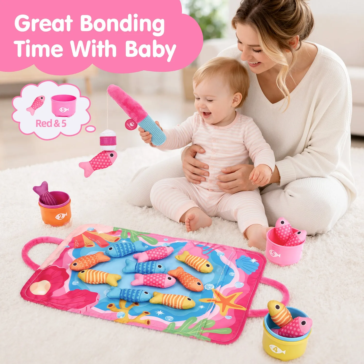 hahaland Little Fishing Angelspiel Bad pink 22-teilig