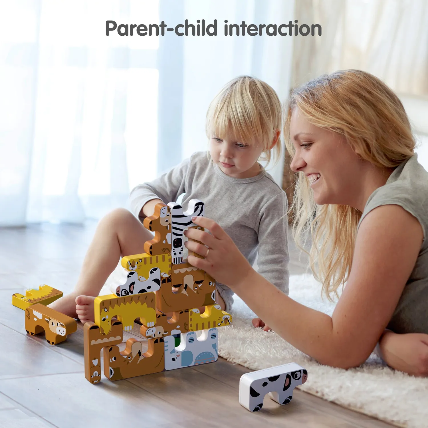 TUMAMA Waldtiere Stapelspiel Montessori Holz Stapeltier