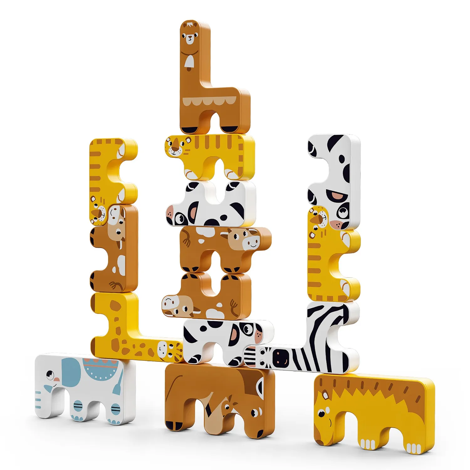 TUMAMA Waldtiere Stapelspiel Montessori Holz Stapeltier