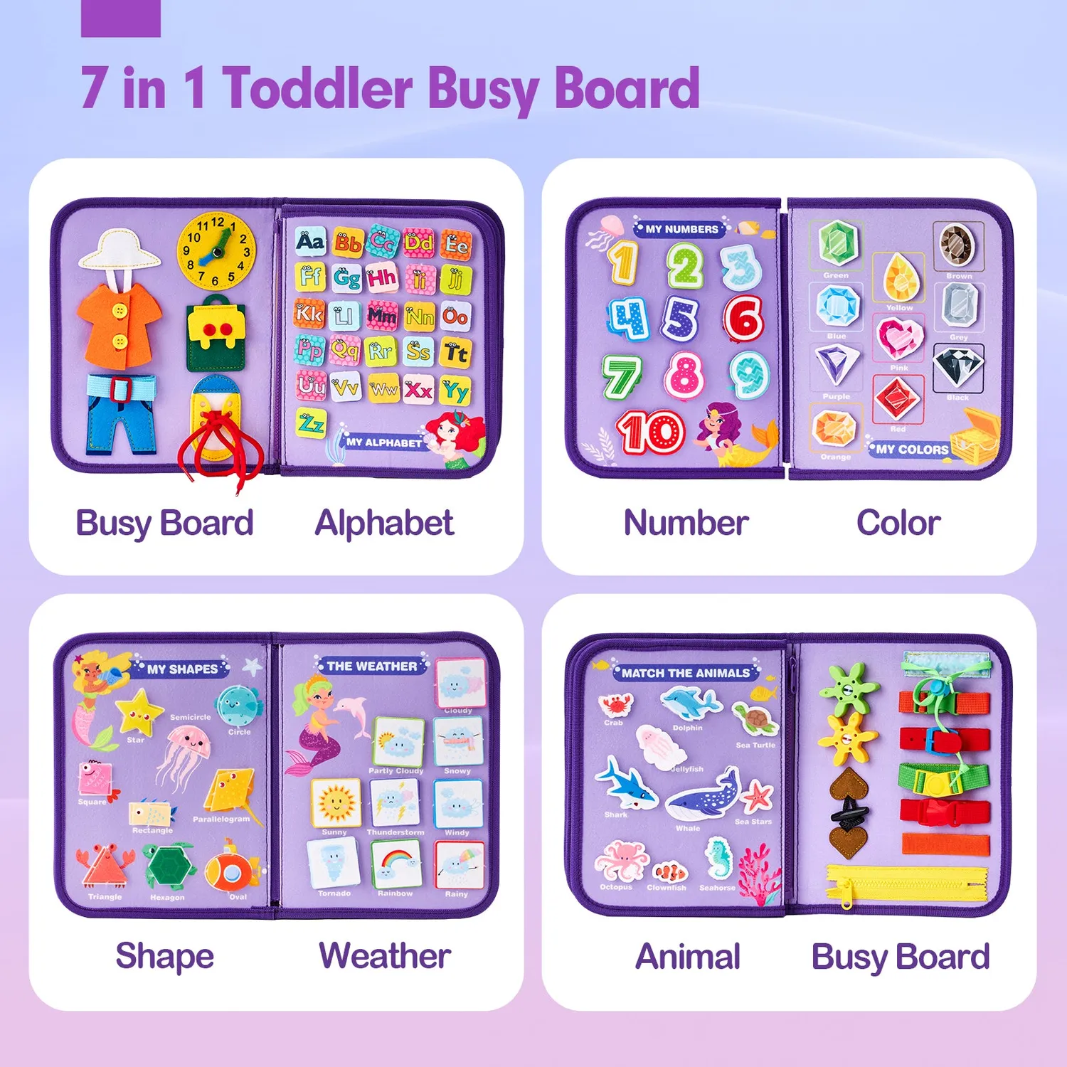 hahaland 7-in-1 Busy Board Montessori Lerntafel mit Alphabet
