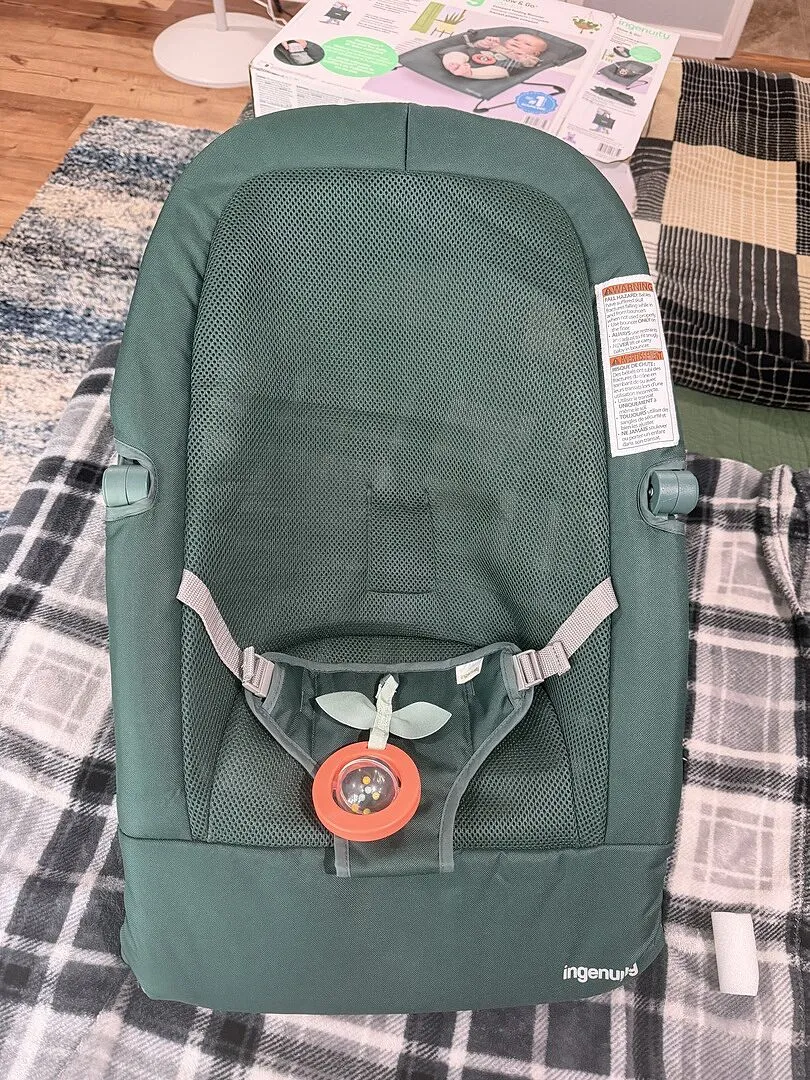 Ingenuity Stow Go Grey Babywippe faltbar Vibration
