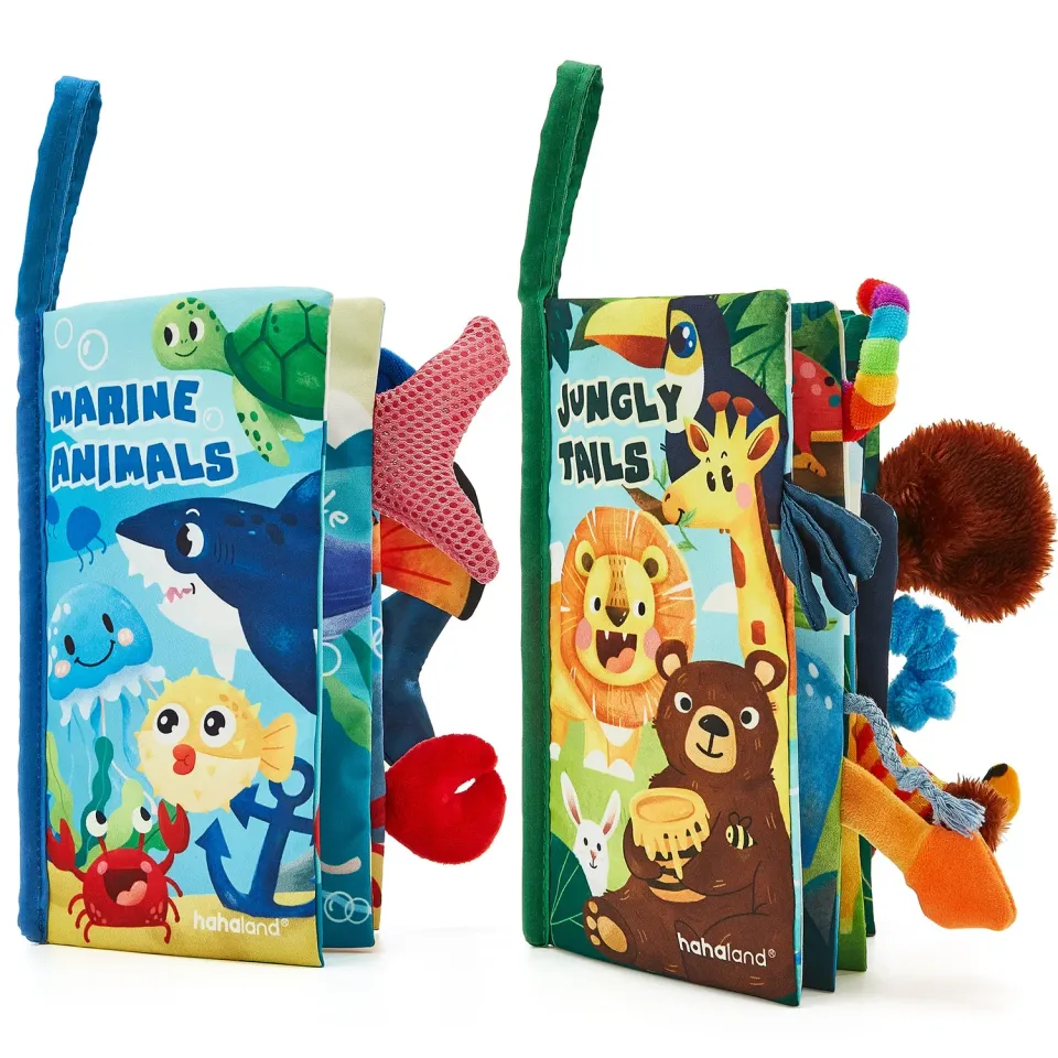 hahaland Jungly Tails & Marine Life Stoffbuch 2er-Set mit Knister