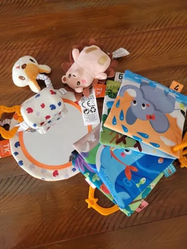 TUMAMA Tummy Time Set Spiegel Knisterbuch Rassel