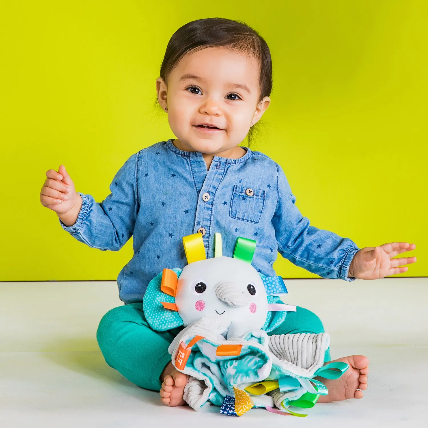 Bright Starts Cuddle n Tags Schmusetuch Elefant zweiseitig