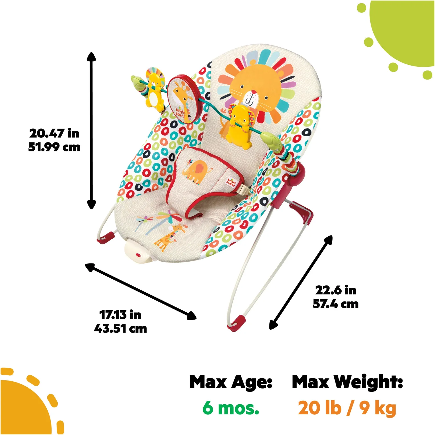 Bright Starts Playful Pinwheels Babywippe Vibration Spielbügel