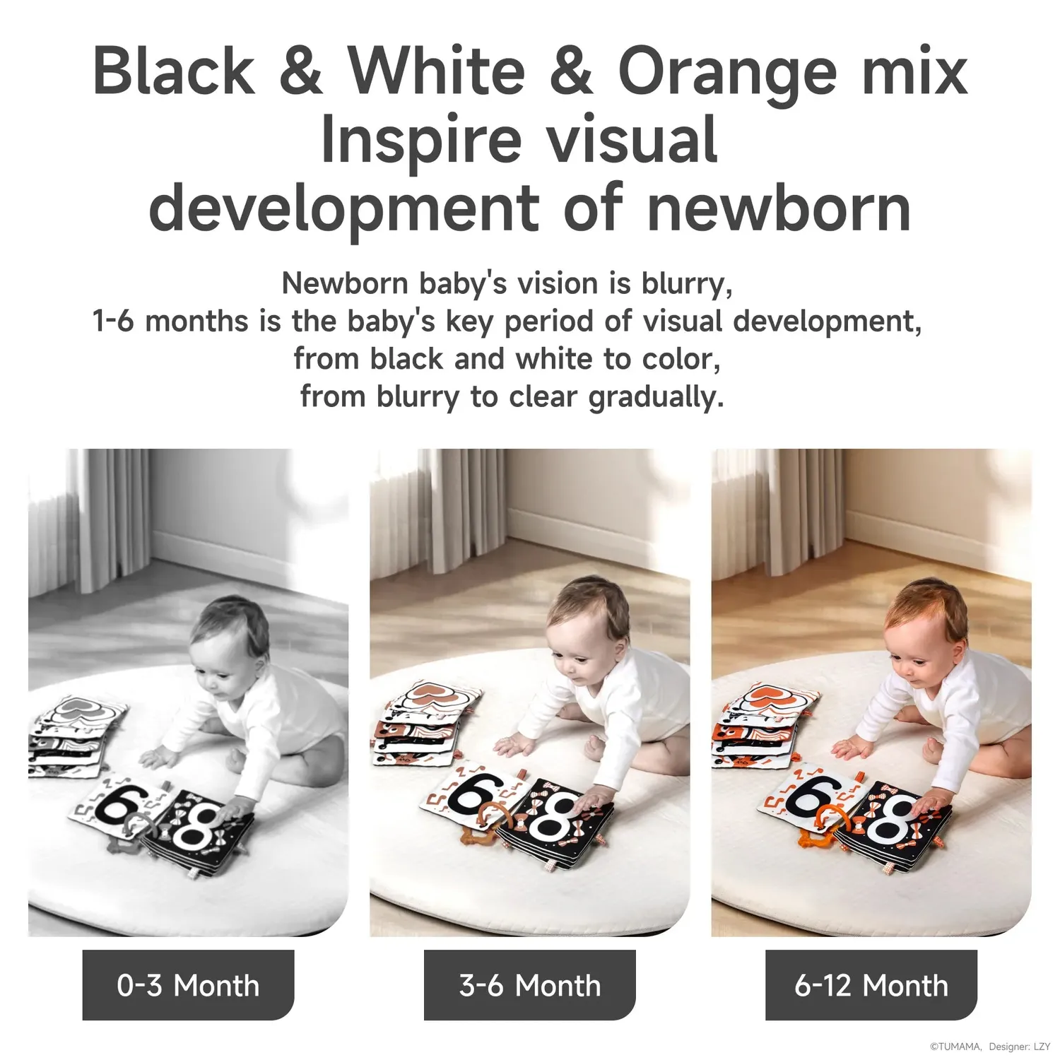 TUMAMA Black White Hängespielzeug Set Knisterbuch