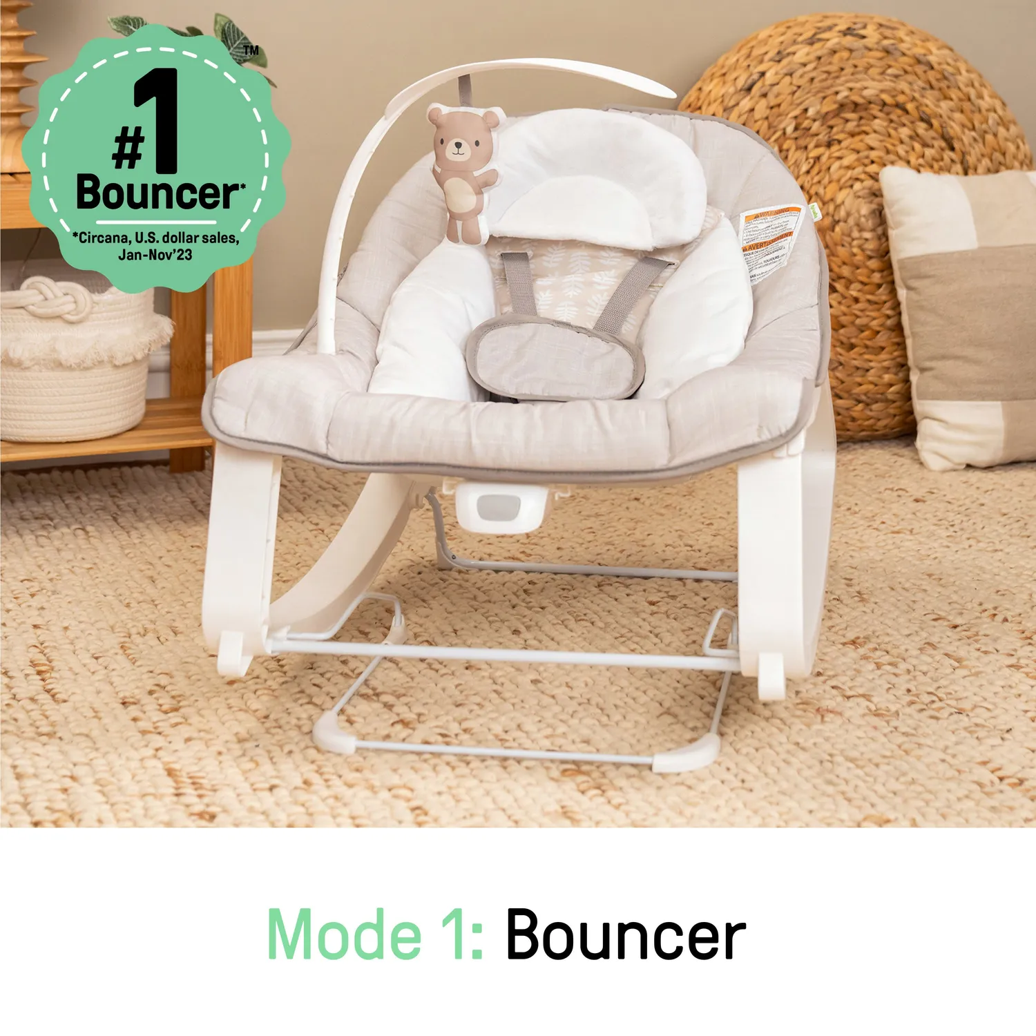 Ingenuity Keep Cozy 3-in-1 Wippe Linden bis 18 kg