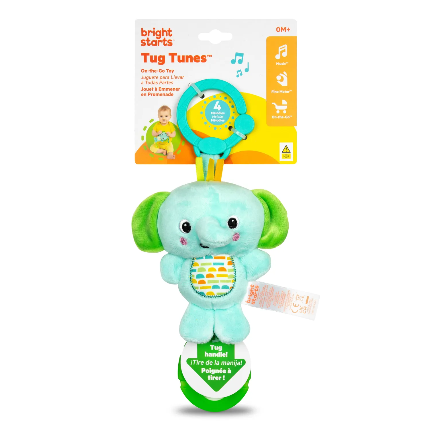 Bright Starts Tug Tunes Elefant Musikspielzeug mit Clip
