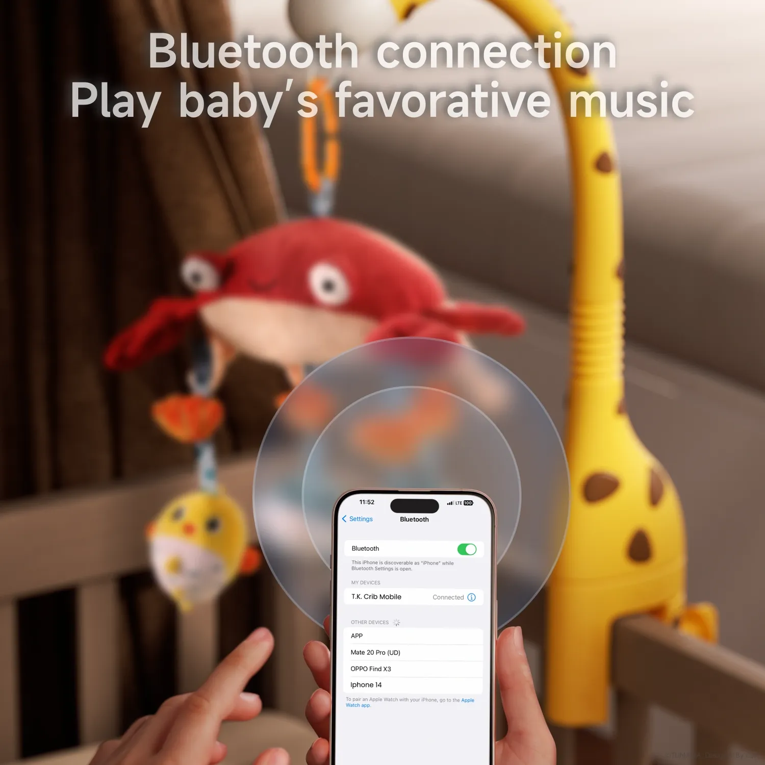 TUMAMA Baby Mobile mit Licht, Musik und Bluetooth