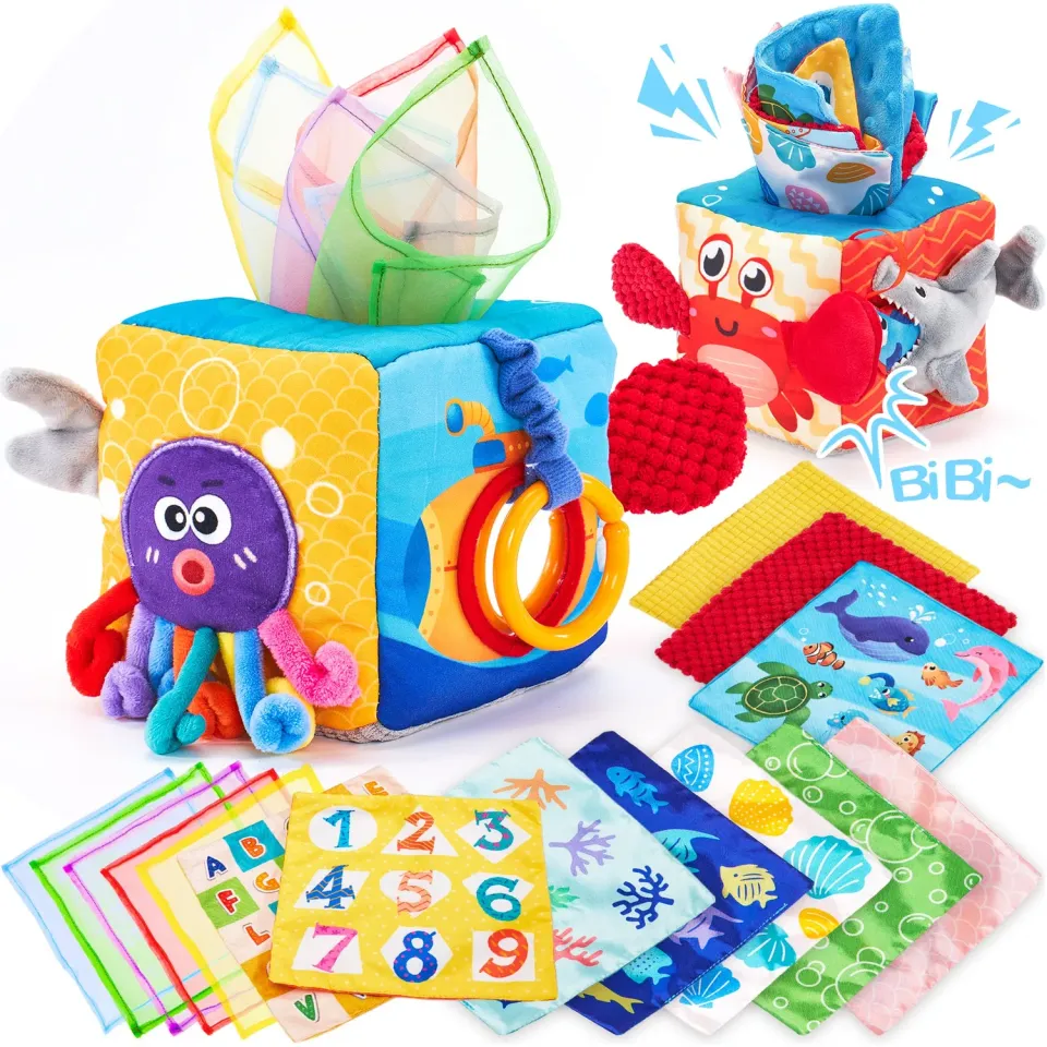 hahaland Montessori Tissue Box Marine Tücherbox-Spielzeug sensorisch