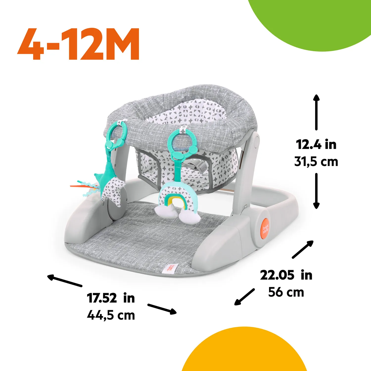 Bright Starts Learn-to-Sit Bodensitz 2 Positionen grau 4-12 Monate