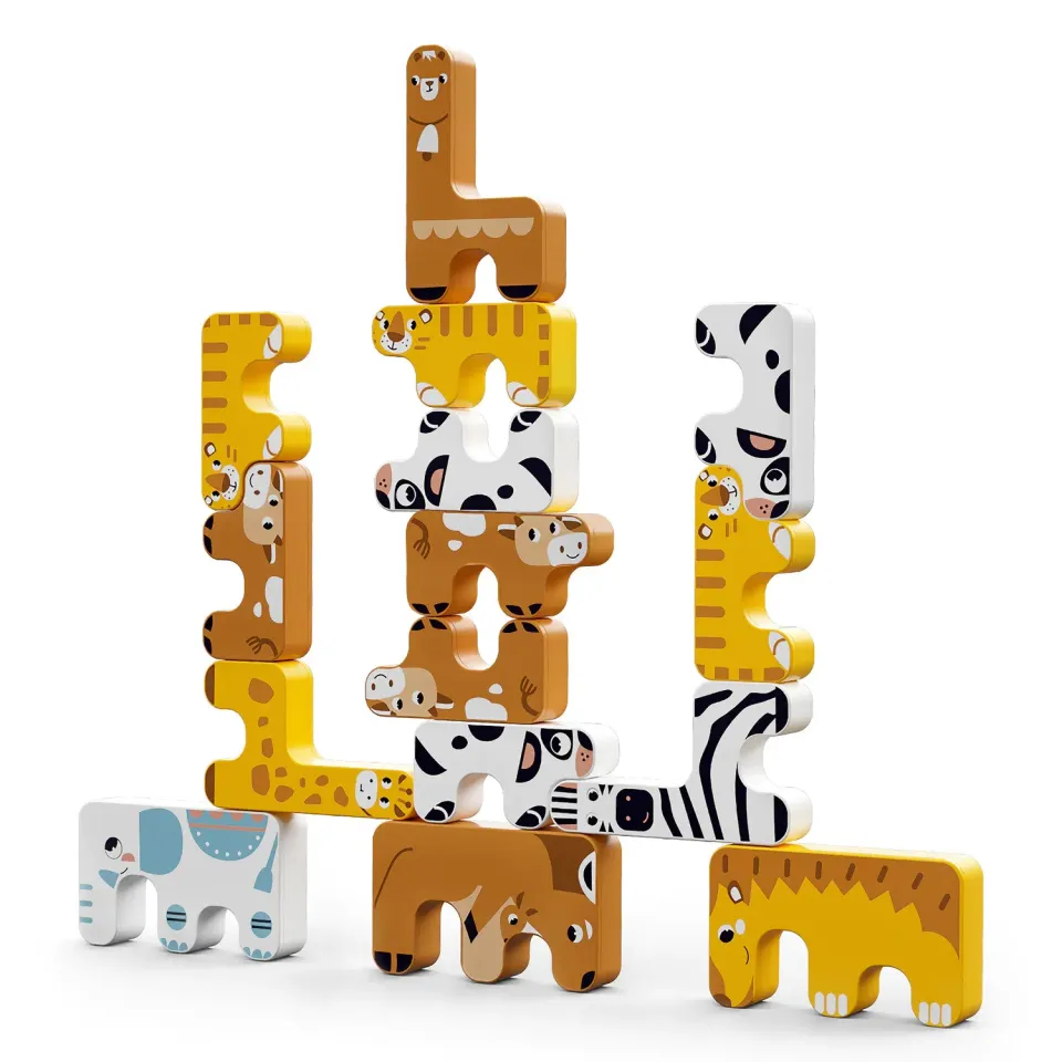 TUMAMA Waldtiere Stapelspiel Montessori Holz Stapeltier