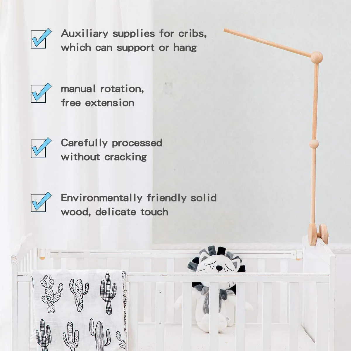 let's make Mobile-Halter Holz rund für Babybett