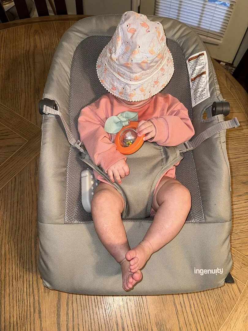 Ingenuity Stow & Go Babywippe Grau faltbar mit Vibration