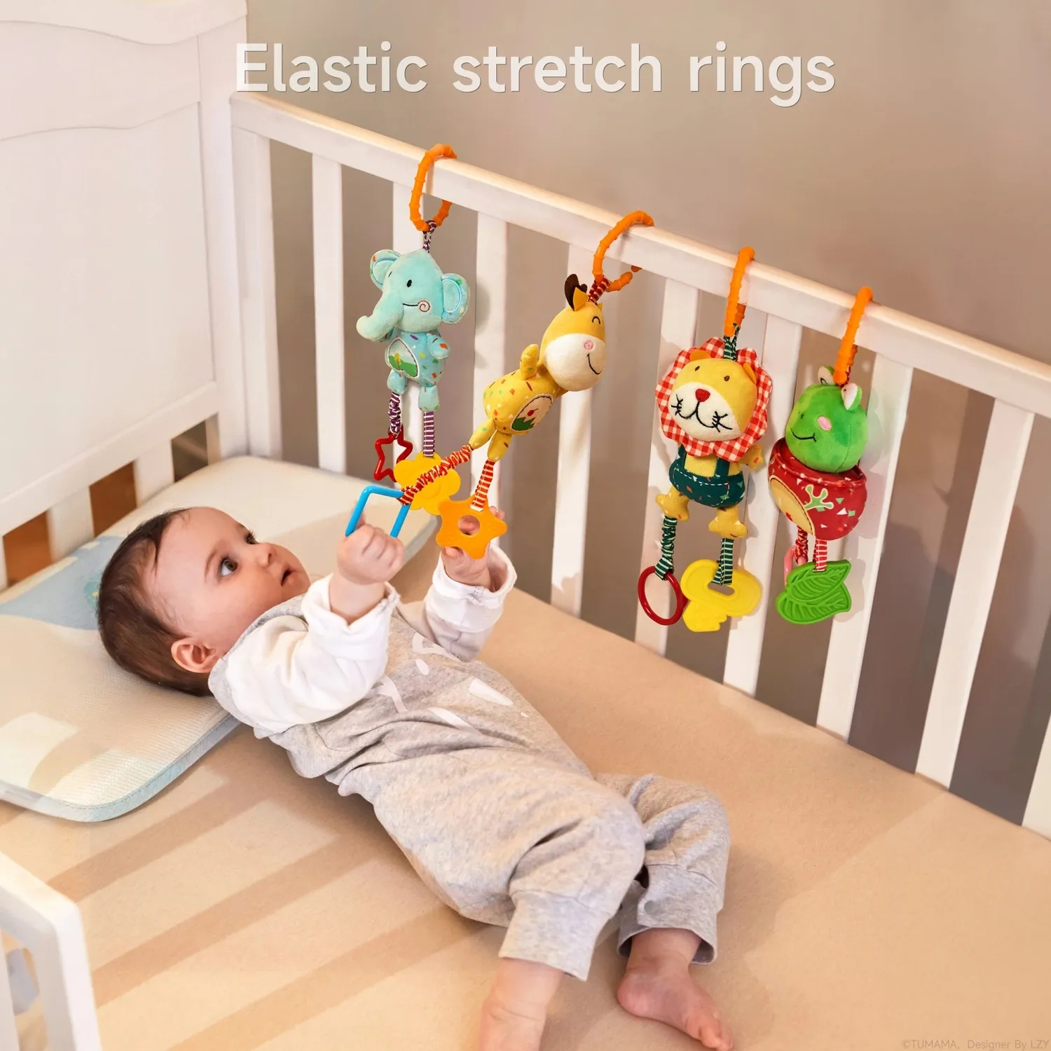 TUMAMA Hängespielzeug Set 4 Rasseln Tiere Plüsch