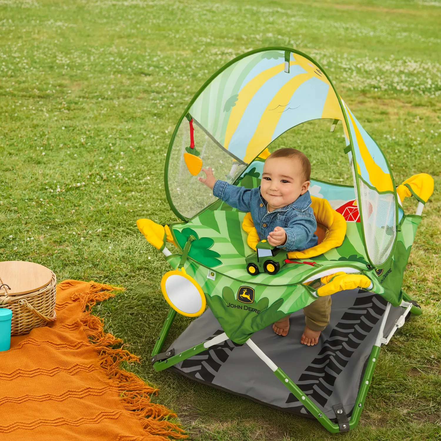 Bright Starts John Deere Pop N Jump Hüpfer 6M+ Sonnendach