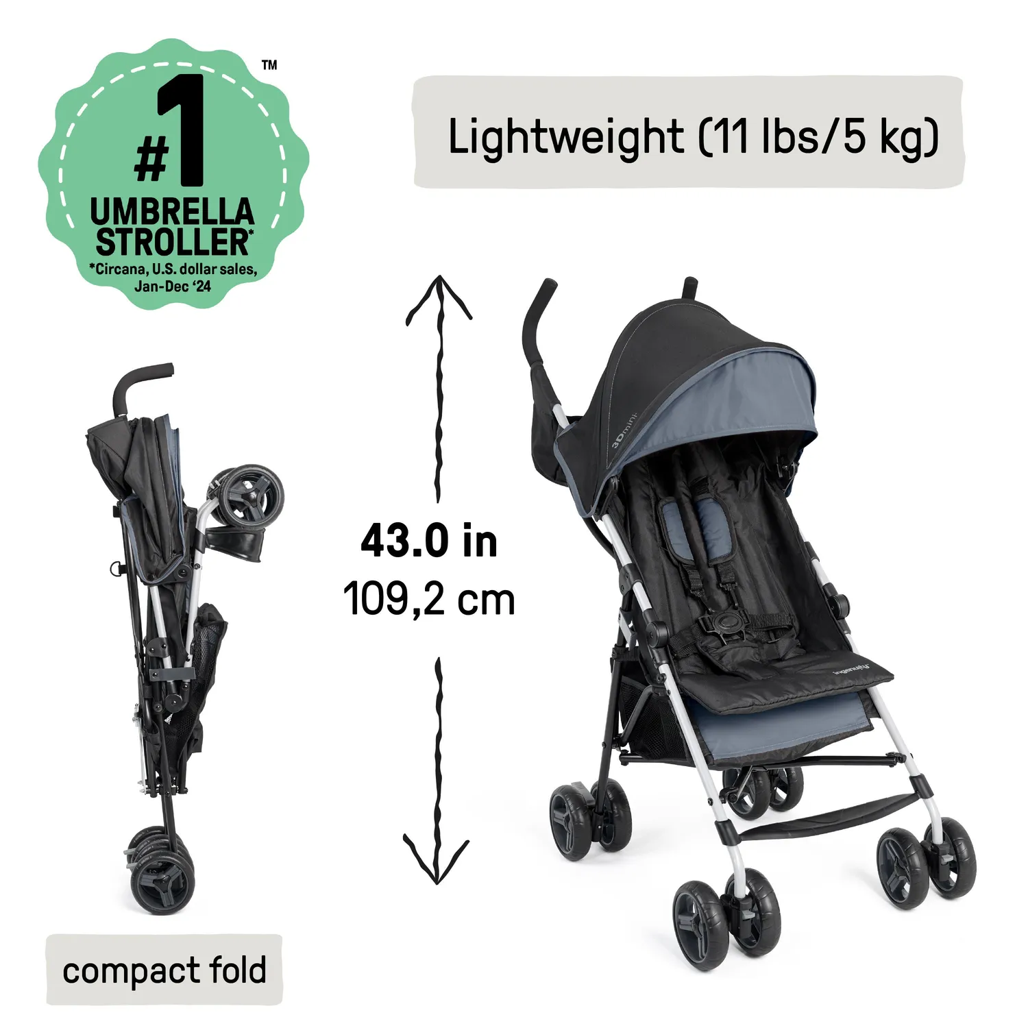 Ingenuity 3Dmini Buggy Slate leicht 5 kg Liegeposition