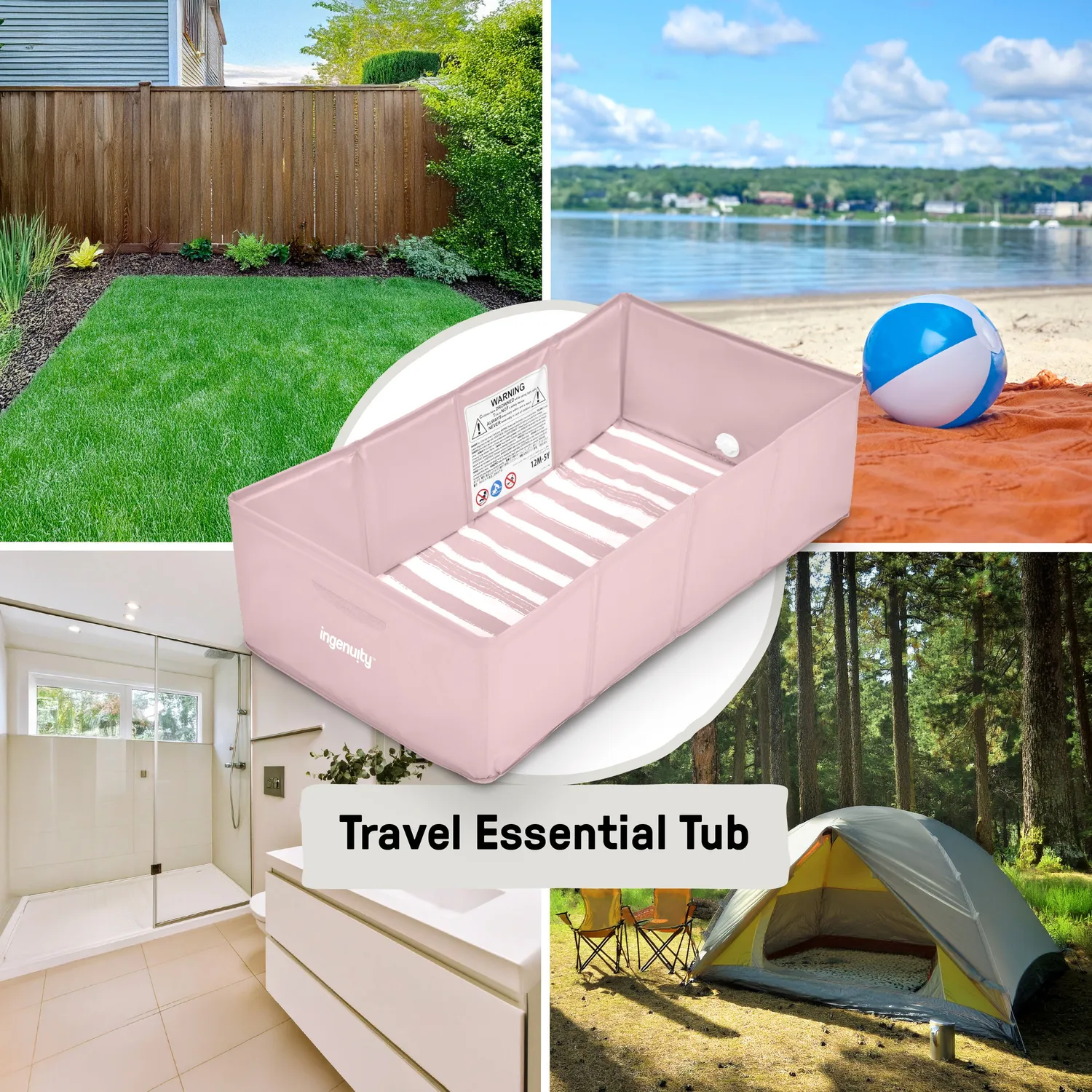 Ingenuity Tuckaway Kleinkind Badewanne Pink faltbar