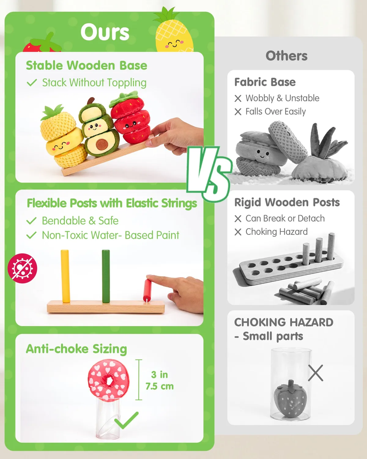 hahaland Fruit Sorting Stapelspielzeug Holz sortieren