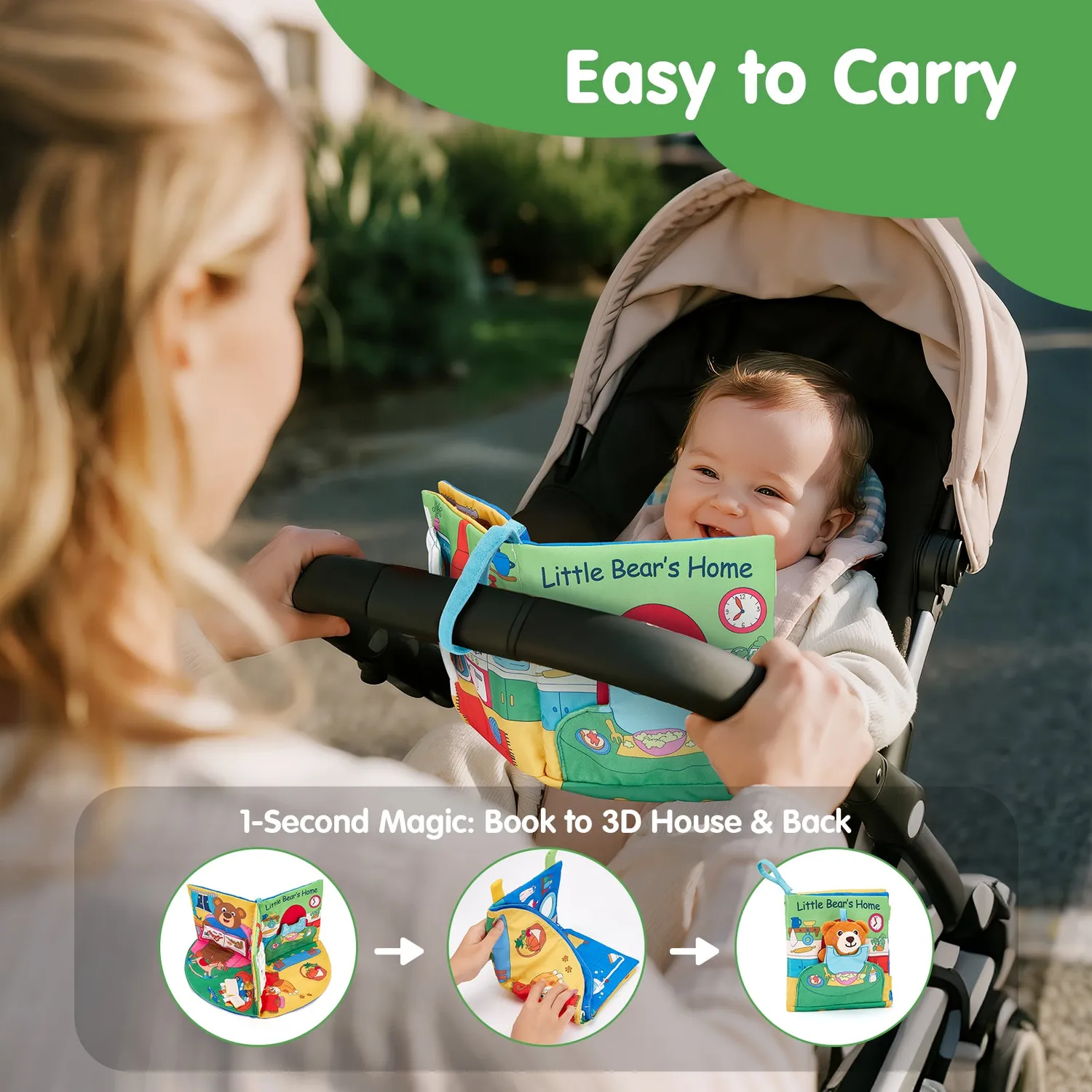 hahaland Touch and Feel Activity-Buch 3-in-1 Babybuch