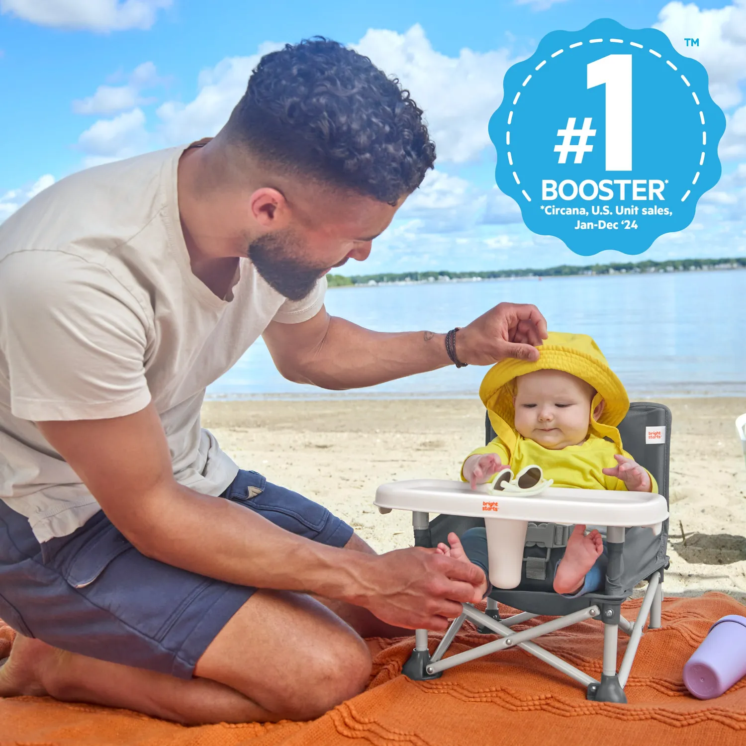 Bright Starts Pop 'N Sit Boostersitz Grau 3-in-1 faltbar