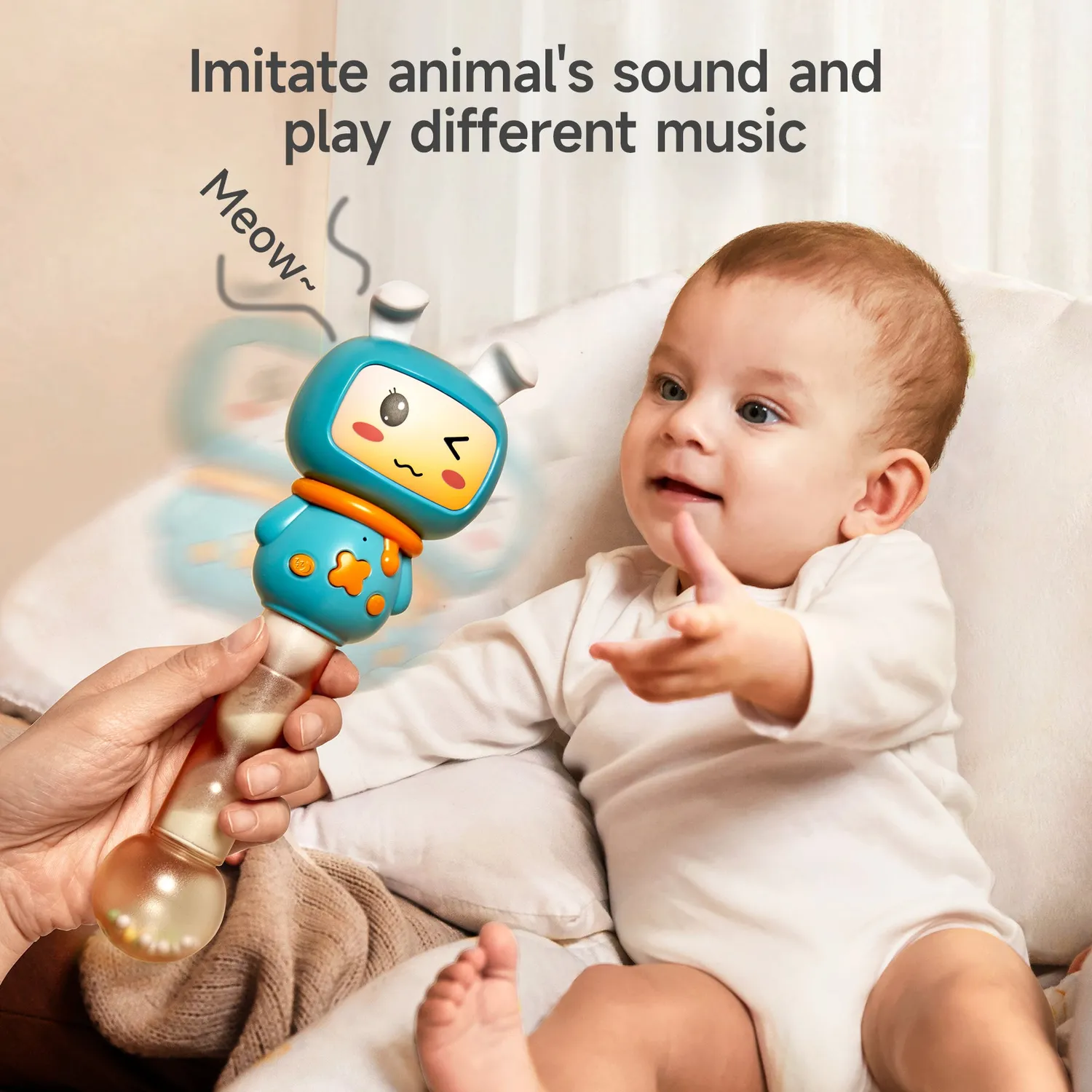 TUMAMA Hase Babyrassel mit Licht und Musik sanft