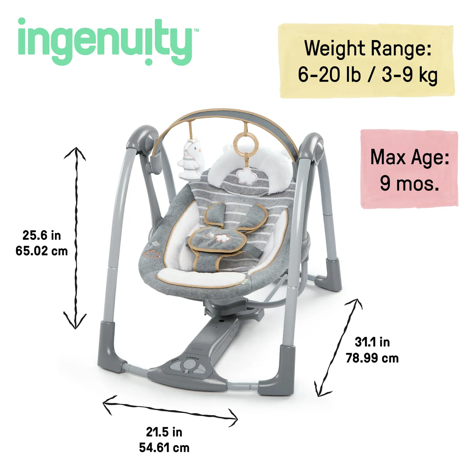 Ingenuity Swing n Go Babyschaukel Bella Teddy tragbar