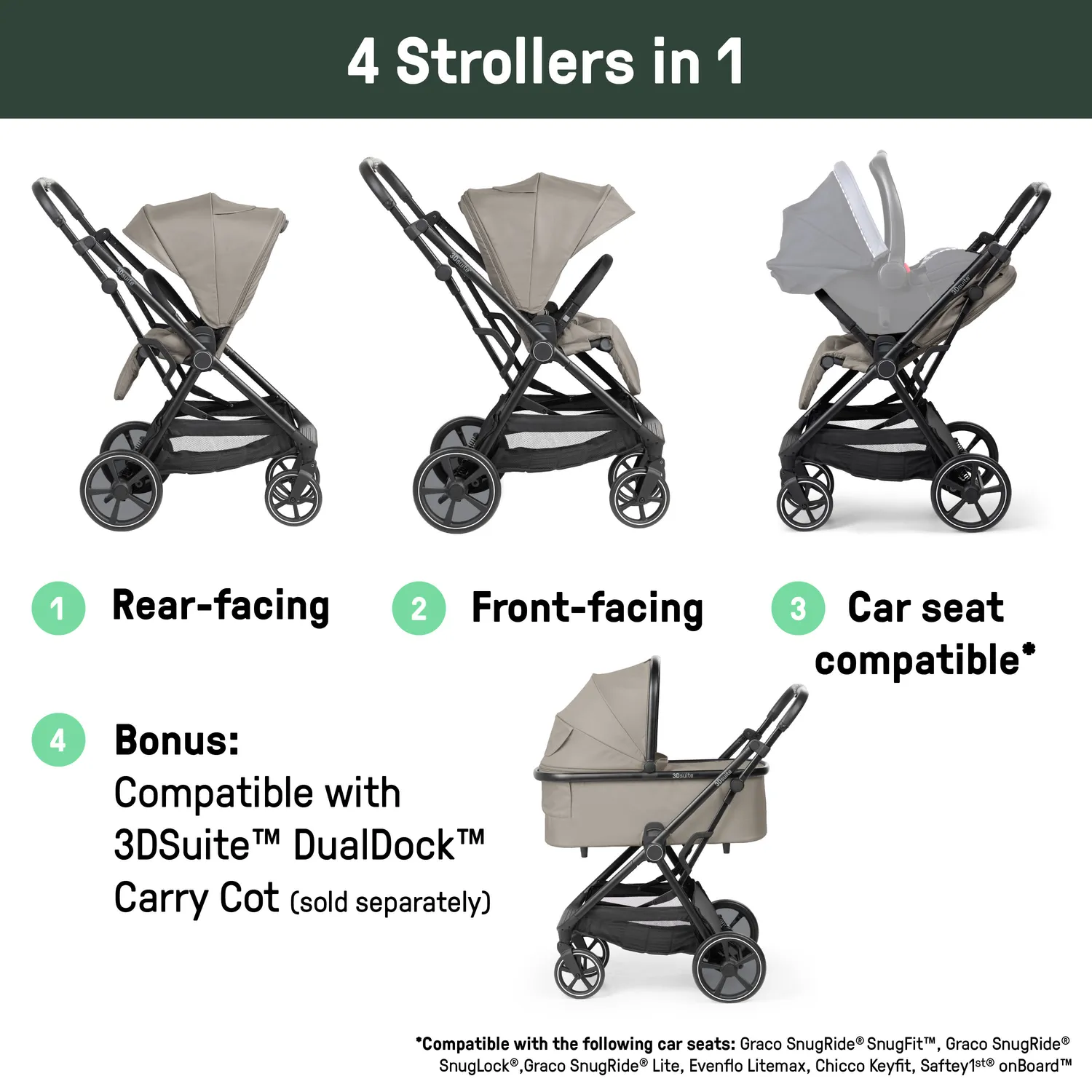 Ingenuity 3DSuite Cashew Kinderwagen modular wendbar