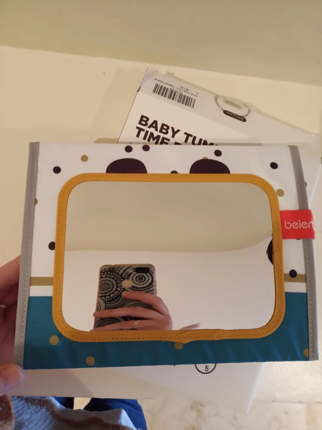 Beiens Stoffbuch mit Spiegel Panda schwarz-weiß