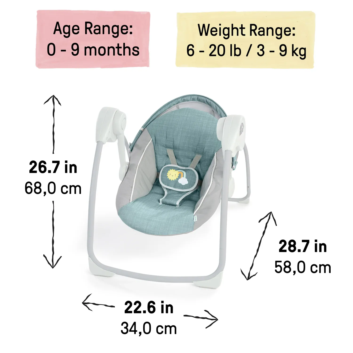 Ingenuity Sun Valley Canopy Babyschaukel Petrol tragbar