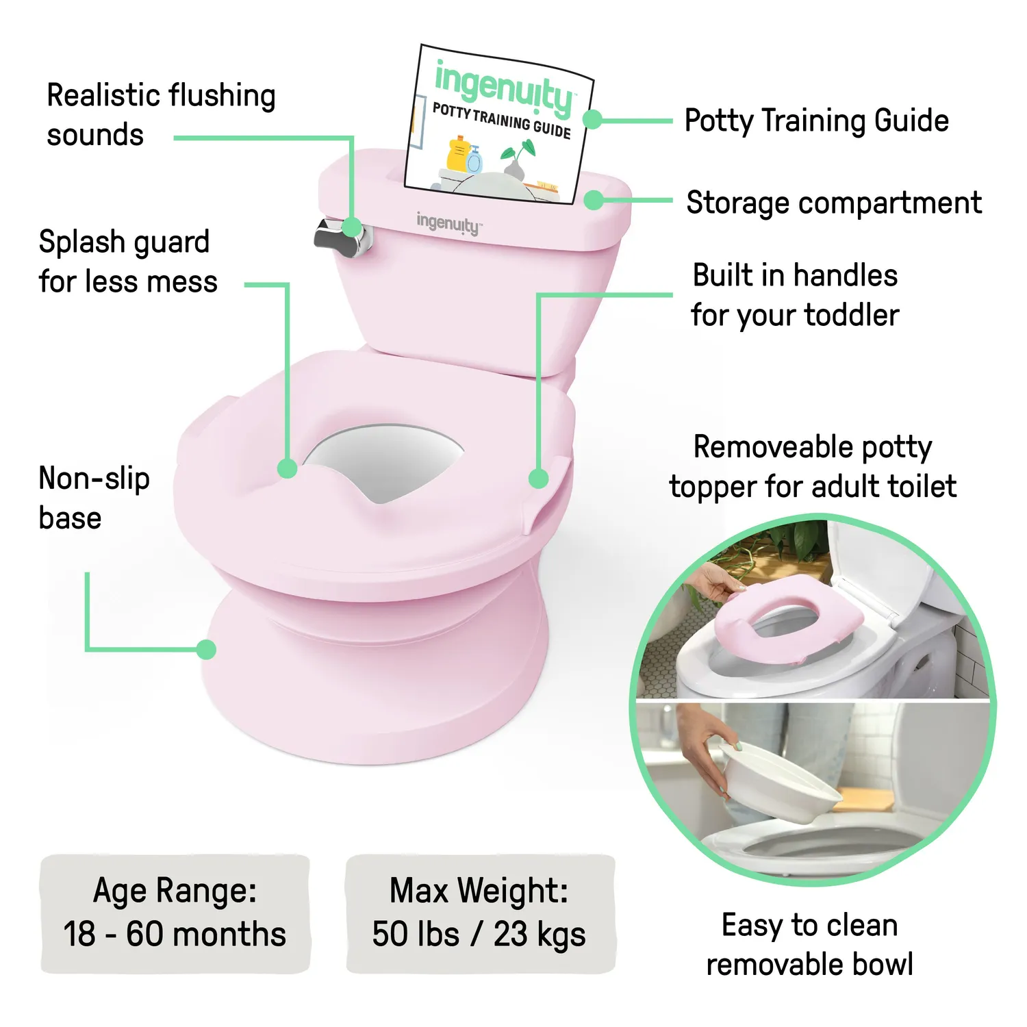 Ingenuity My Size Potty Pro Töpfchen Pink verstellbar