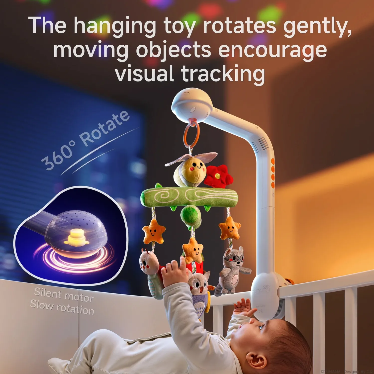 TUMAMA TM186 Baby-Mobile mit Licht und Musik Projektion